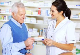 pharmacist and customer talking